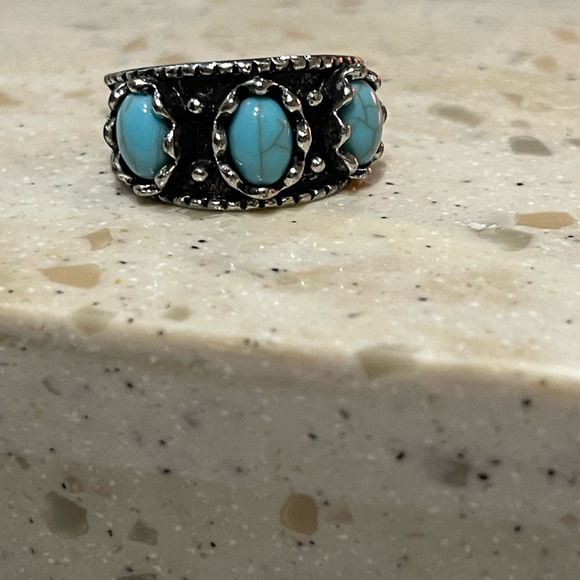 ⭐️🌵🌙 Silver & faux Turquoise Ring bohemian ring - Picture 11 of 17